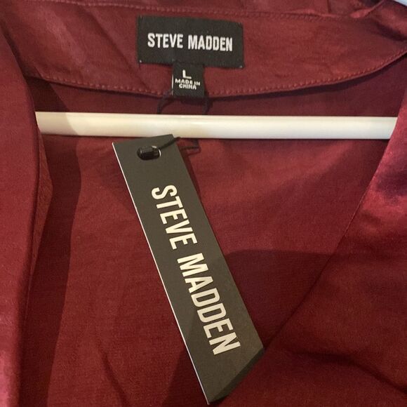 Steve Madden Nyla Long Sleeve V Neck Faux-Wrap Ruched Dress L NWT - Picture 5 of 7